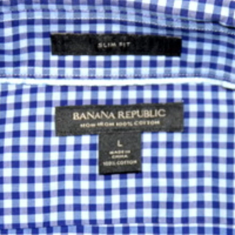 Banana Republic Men's Small Blue Plaid Button Up Shirt – Size: Large - Picture 9 of 11